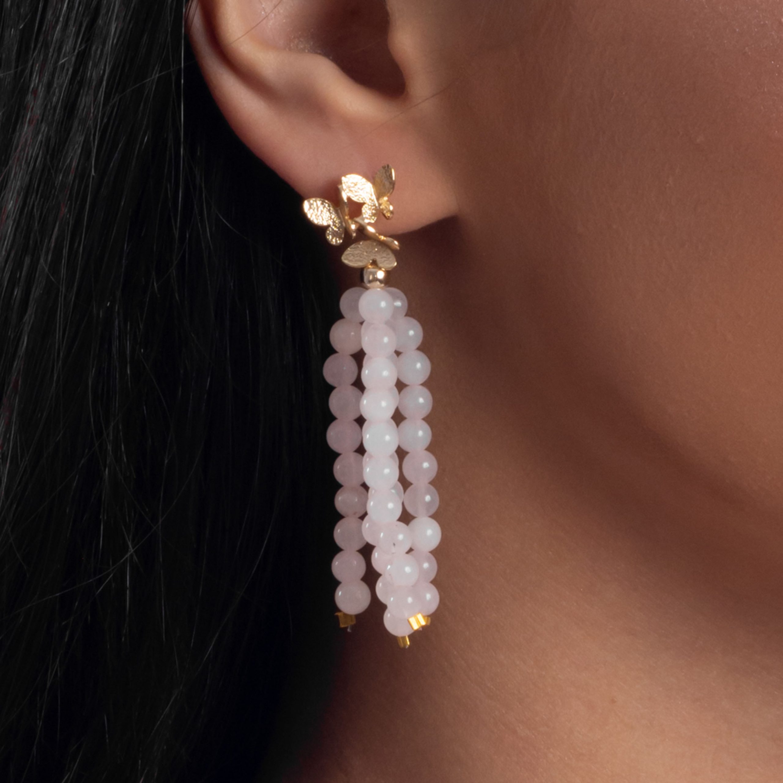 Brinco Borboletas- Quartzo Rosa - Imagem 2