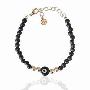 Pulseira Olho Grego - Lava Vulcânica