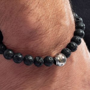 Alternative view of Pulseira Masculina Proteção - Lava Vulcânica